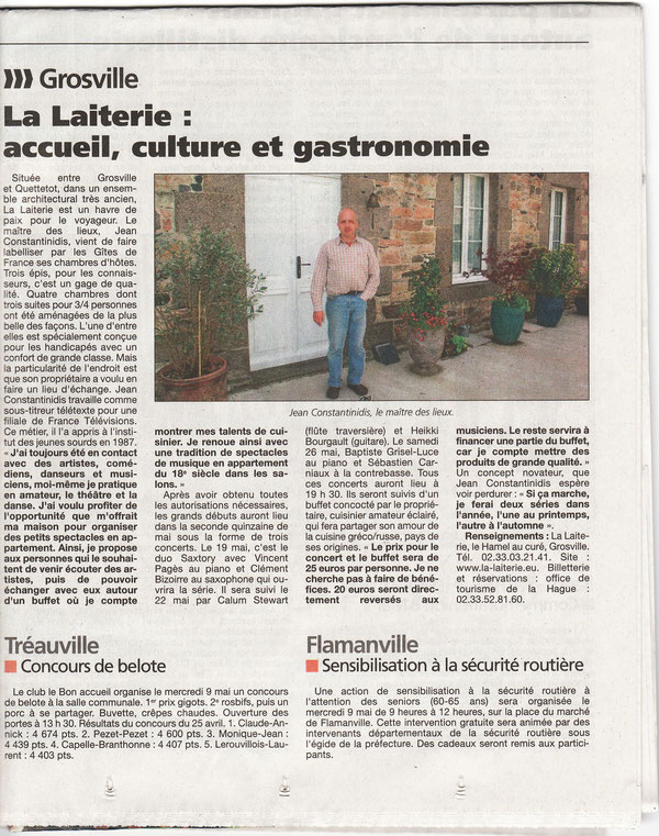 Article de la Presse de la Manche du 6 mai 2012