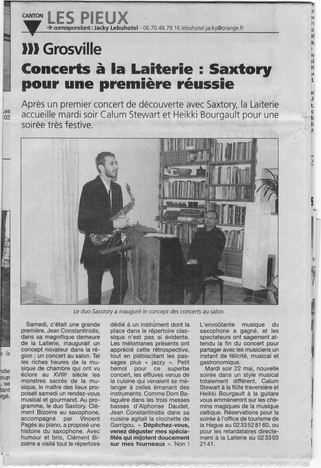 Article sur le concert de Saxetera
